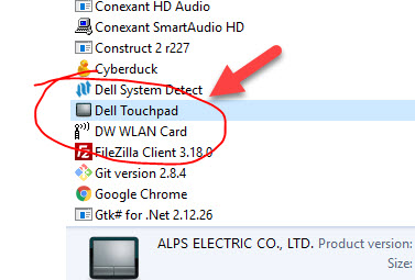 Uninstall and reinstall dell touchpad